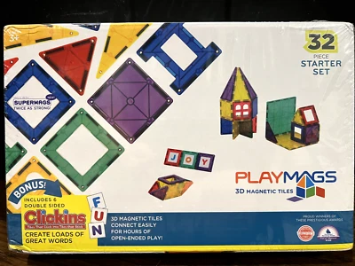 Playmags 3D Magnetic Tiles 32pcs - Image 1 of 2