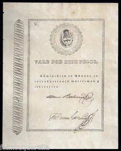 F.C. ARGENTINA , 10 PESOS 1821 , S/C ( UNC ) , S118 . - Bild 1 von 2