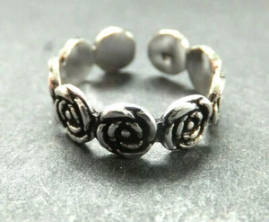 ANILLO DE PUNTERA DE FLOR ROSA, Plata Esterlina Sólida *NUEVO* Buena calidad, anillo de puntera resistente - Imagen 1 de 7
