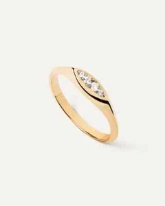 Anillo Sello PDPAOLA AN01-A52 De Plata Dorada Y Zirconitas - Imagen 1 de 4