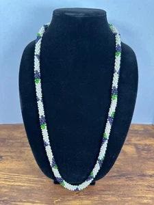 Vintage Faux Seed Pearl Grape Cluster Woven Rope Necklace - Bild 1 von 5