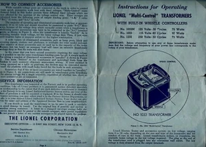 2 Vintage 50er Jahre Lionel Trains Papiere - Transformatoren & ferngesteuerte Gleise sehr guter Zustand - Bild 1 von 4