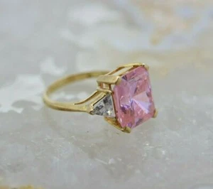 Anillo de moda de circonio cúbico de oro amarillo 10 K rosa y blanco talla 6 - Imagen 1 de 9