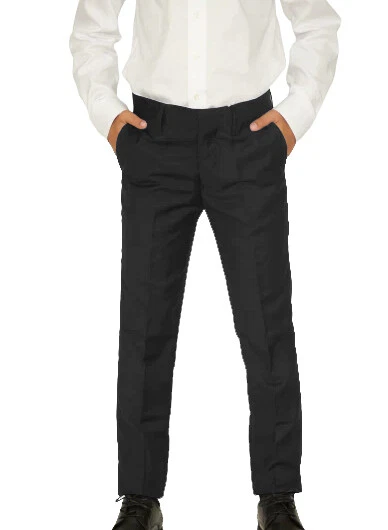 Boys Slim Fit Classic Junior Flat Front Formal Kids Dress Pants Slacks - Image 1 of 1