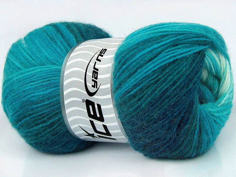 Lote de 4 hilos Angora Batik lana 4x100g/550m tonos turquesa crudo Foto 1 de 4