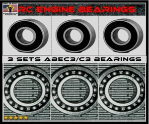 OS Max engine 46 SF OS 40FX OS 55 AX engine BEARINGS 3 Set ABEC3c3 SAITO 90FA 91 - Picture 1 of 3