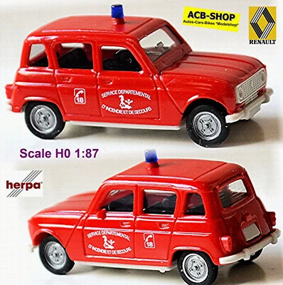 Renault R4 Pompieri Olanda Servizio Departemental Rosso 1:87 Herpa 084048 - Immagine 1 di 4