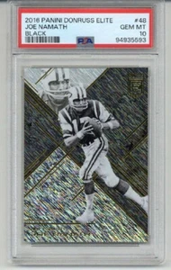 2016 PANINI DONRUSS ELITE BLACK #48 JOE NAMATH CARD JETS /199 PSA 10 LOW POP 2 - Picture 1 of 2