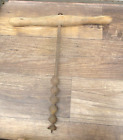 Antique Wood T Handle Auger Barn Beam Hand Drill 17" x 1"