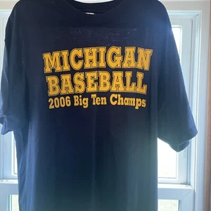 Michigan Wolverines 2006 Big 10 Champs Baseball T-Shirt Navy Sz XL - Picture 1 of 4