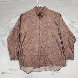 At Ease Camicia Uomo XL Paisley Bottoni Manica Lunga Motivo Floreale Multicolore - Foto 1 di 9
