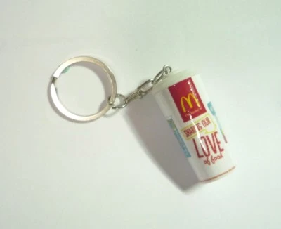 McDONALDS Soda Cup with Cover KEYCHAIN Keyring Novelty Indonesia 3D 1.5" Resin - Image 1 of 4