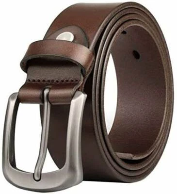 ✅Echt Jeans-Gürtel Herren Massiv Büffel Ledergürtel Schnalle Schwarz Braun 4 cm - Bild 1 von 2