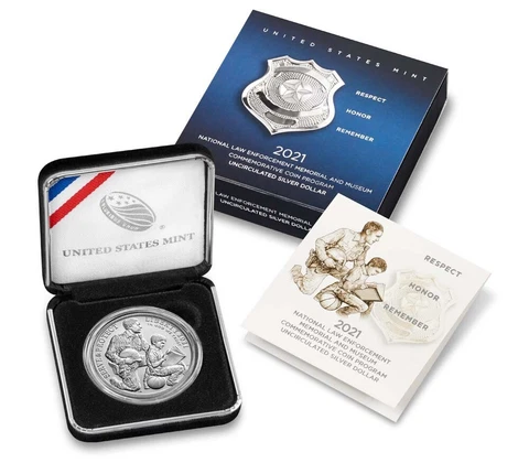 2021 SILVER $1 ✪ NATIONAL LAW ENFORCEMENT ✪ UNCIRCULATED BU DOLLAR ◢TRUSTED◣ Cover