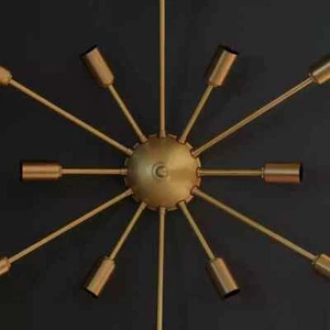 1950s Modern Brass 12Arms Light Sputnik Wall Sconce Fixture Wall Lamp Chandelier - Picture 1 of 7