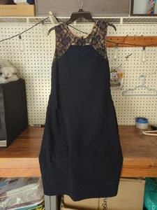 Vestido midi para mujer Adrianna Papell 14 azul marino de encaje con capas sin mangas - Imagen 1 de 8