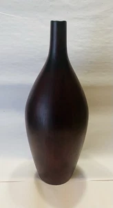 Keramik Vase Schmalhals Holzoptik dunkelbraun & schwarz 40 cm - Bild 1 von 5