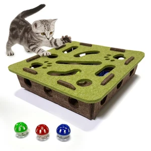 Interactive Soft Felt Cat Puzzle Toy with Ball and Bell，Cat Toy Box for Indoo... - Bild 1 von 6
