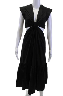 A.L.C. Maxi Vestido Mujer Negro Algodón Cremallera Manga Corta Talla 0 Foto 1 de 4