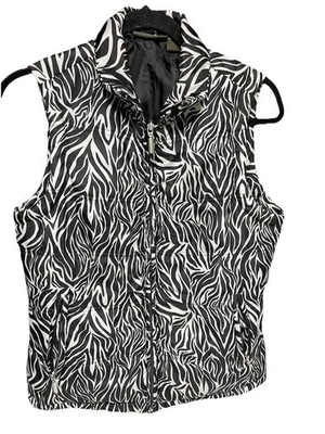 Jane Ashley Zebra Print Puffer Vest Size Small Black White Animal Print - Image 1 of 4