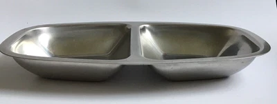 Vintage Danish  Stainless Steel 18/8 Food Serving Tray Dish - 2  Compartments - Image 1 of 4