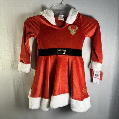 Disney Minnie Mouse Niñas Vestido de Papá Noel Talla 4 Rojo Felpa Con Capucha Navidad Nuevo con Etiquetas Foto 1 de 4