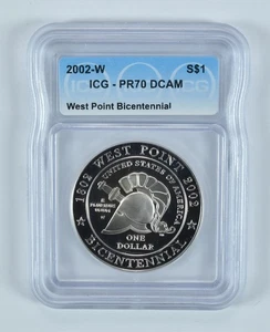 2002-W West Point Commemorative Silver Dollar PR70 DCAM ICG *6342 - Picture 1 of 5