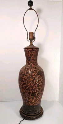 Jarrón de cerámica artística vintage DANA vietnamita bien hoa lámpara patrón floral grande 30,25" Foto 1 de 4