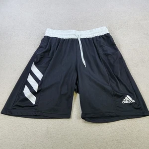 Adidas Basketball Club Shorts Boys Size Large Black & White, Pockets Climalite - Picture 1 of 17