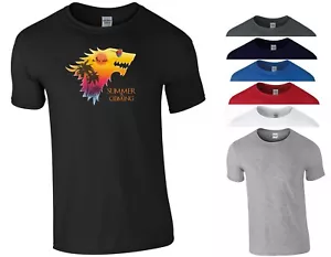 Game of Thrones T Shirt Summer Is Coming Parody GOT Wolf Jon Snow Gift Men Top - Picture 1 of 8