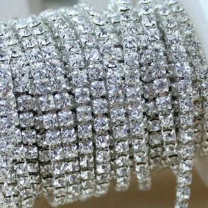 11 Yards Chain Delicate Rhinestones Silver Necklace for - Picture 1 of 7