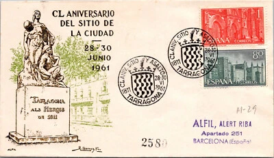 FDC Spain - CL Anniversary of the Siege of the City June 1961 - L41011 - Image 1 of 2