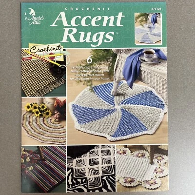 Annie's Attic Crochet Accent Rugs Pattern Booklet 6 Designs Round Rectangle - Image 1 of 4