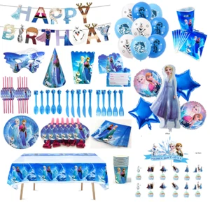 Frozen Party decoration tablecloth Plate cups Swirls Napkins Kids Birthday Party - Picture 1 of 27