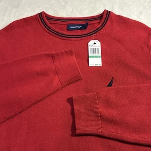 Nautica Men's Crew Neck Long Sleeve Knitted Pullover Sweater Red Size Large - Picture 1 of 7