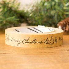 Festive Brown Gift Tape | Merry Christmas Words Kraft Wrap Roll Eco-Friendly 50m