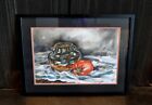Framed Still Life Watercolor Painting Red Pepper & Pot - Mexico - Gomez Saucedo