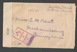 1917 WWI Soldatenpost/aktiver Dienst handgeschrieben zensiert nach Mechanicsburg PA - Bild 1 von 2