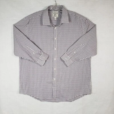 Jos A Bank 1905 男式正装衬衫 18.5 33 2XLarge 格纹弹力纽扣 — 第 1/4 张图片