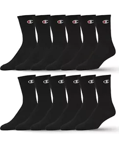 Champion Boys Socks and Girls Socks 12 Pair Crew Low Cut Black Size 6-8.5 13C-4Y - Picture 1 of 6