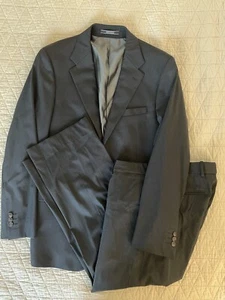 THEORY Made in Canada Modern Pinstripe Wool Suit in Black Size 40 R $795 - Picture 1 of 14