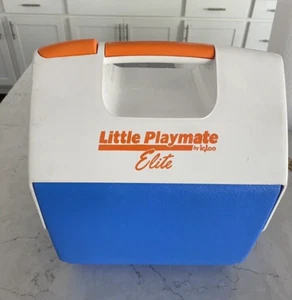 Little Playmate Elite Igloo Orange with Blue Lunch Cooler Easy Open Button - Picture 1 of 6