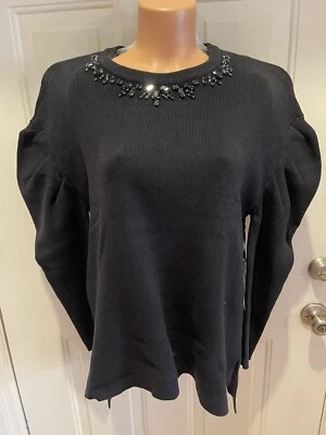 SIMPLY VERA/VERA WANG, Talla LG, Negro, Escote con Cuentas, Suéter Tejido, ($68) NUEVO. Foto 1 de 4