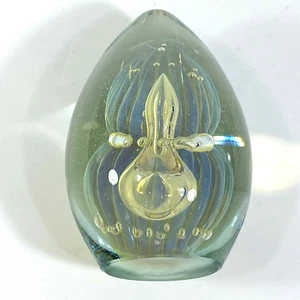 Robert Eickholt Signed 2008 Double Jellyfish Bubble Egg Shaped Glass Paperweight - Imagen 1 de 24
