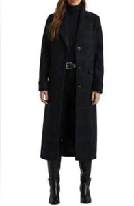 NEW Women RALPH LAUREN Reefer Plaid Longline Wool Blend Coat Sz 12 - Picture 1 of 5