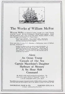 Anuncio impreso The Works Of Author William Mcfee Aliens, Ocean Tramp, Command 1923 - Imagen 1 de 2