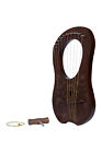 10 Strings Lyre Harp Brown Engraved Celtic Irish with Tuner and Extra Strings