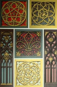Estilo Medieval Decoración Ornamento Litografia - Imagen 1 de 2