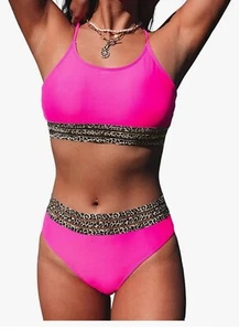 Women's High Waist Bikini Set Two Piece Swimsuit Leopard @@@ - Picture 1 of 3