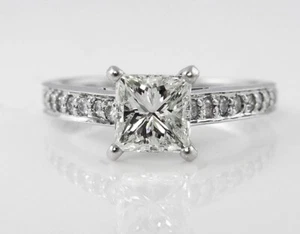 1.59 Carat Princess Diamond Engagement White Gold Ring EGL, USA - Picture 1 of 16